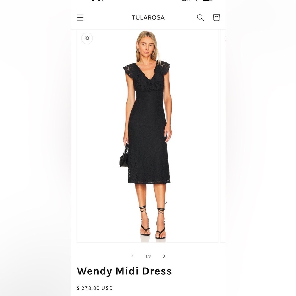 Aritzia Tularosa Women’s Wendy Midi Black Lace-Print Dress Size Xs